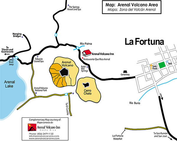 Arenal Volcano Area Map